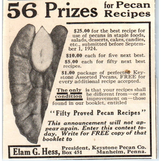Keystone Pecan Company Contest Advertisement